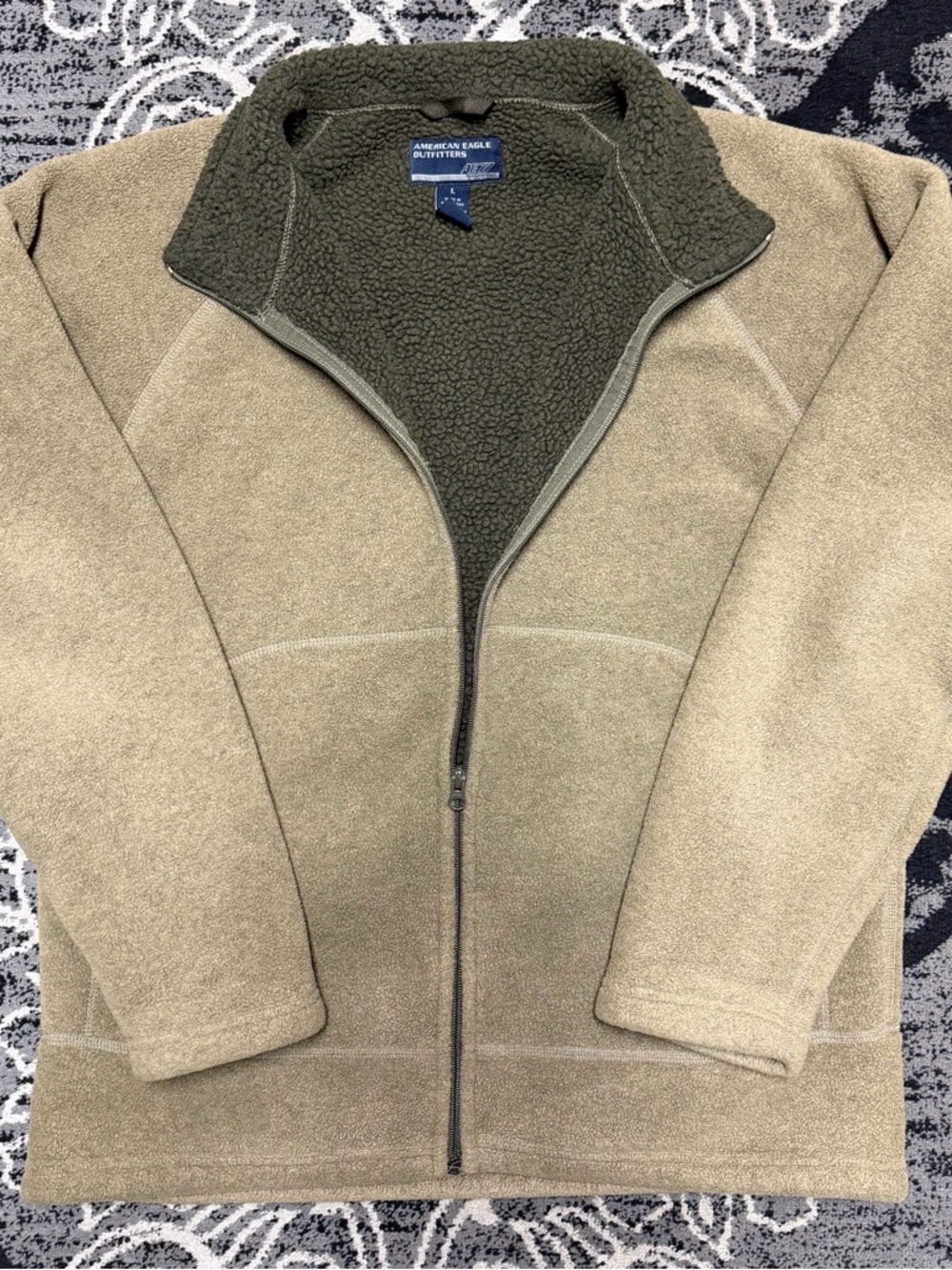 American Eagle Outfitters Olive Sherpa Fleece Jacket